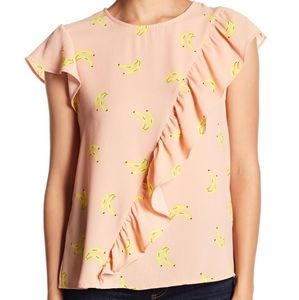Ruffled Banana Print Top